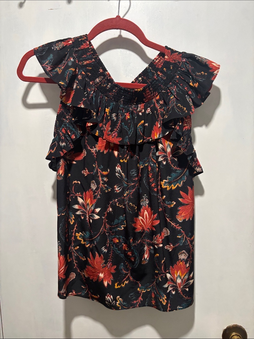 ULLA JOHNSON silk floral ruffle sleeveless blouse - Picture 2 of 6